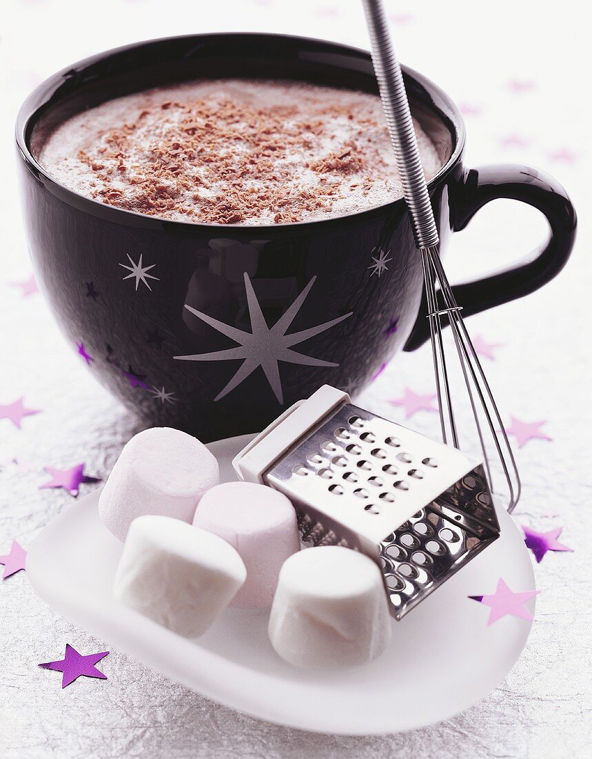 Hot chocolate and marshmallows