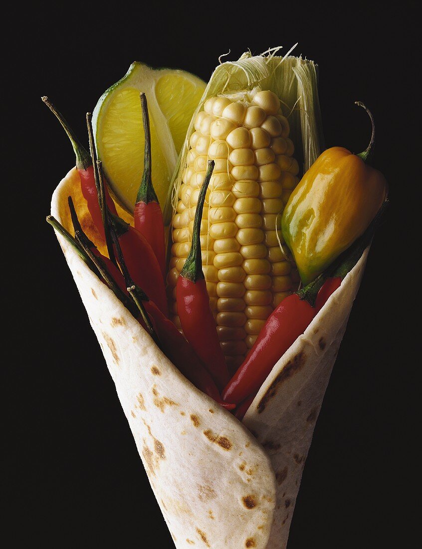 Zutaten für die mexikanische Küche: Tortilla mit Gemüse
