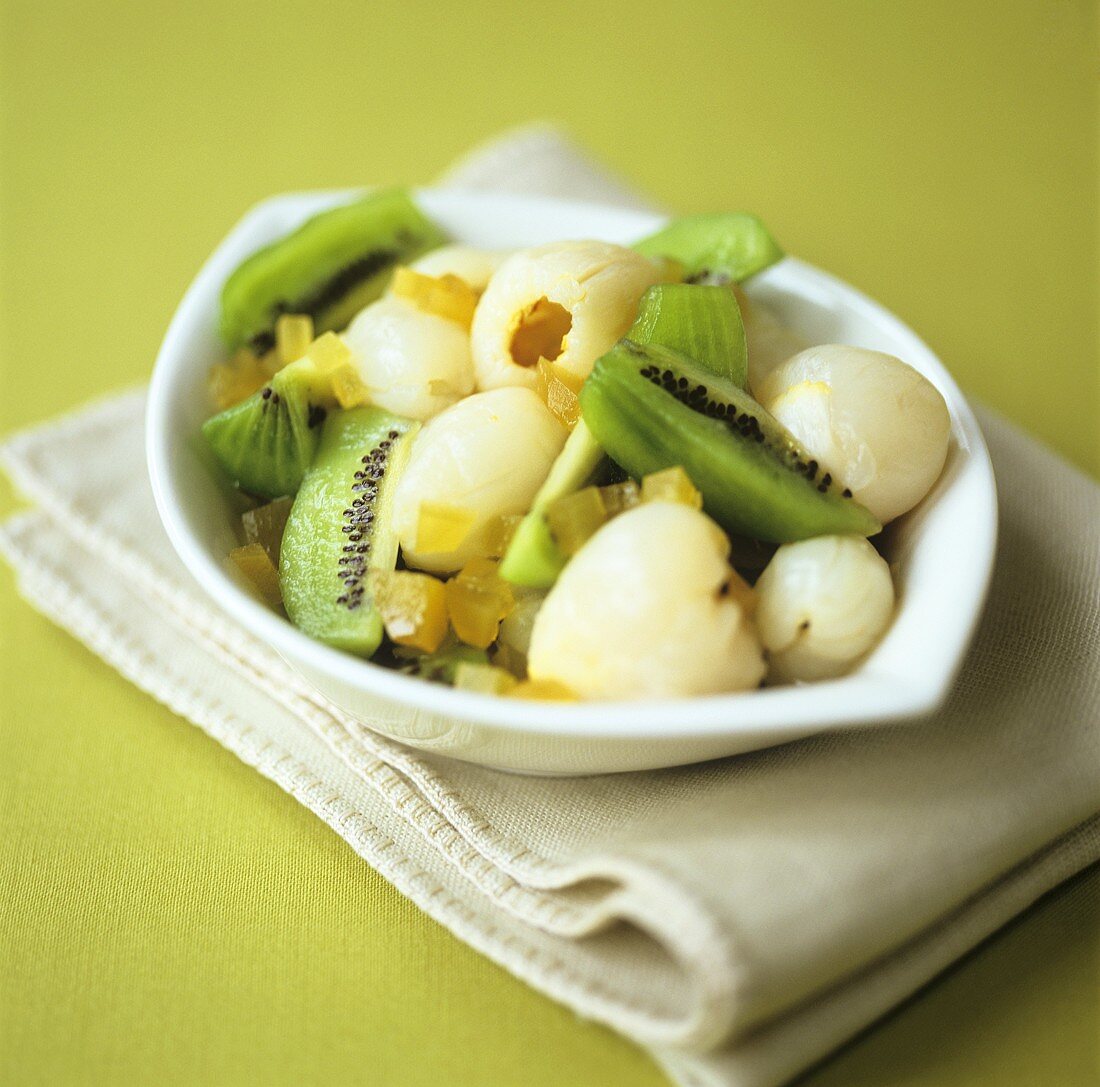 Lychee and kiwi fruit salad