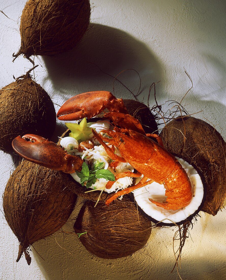 Lobster salad with coconut