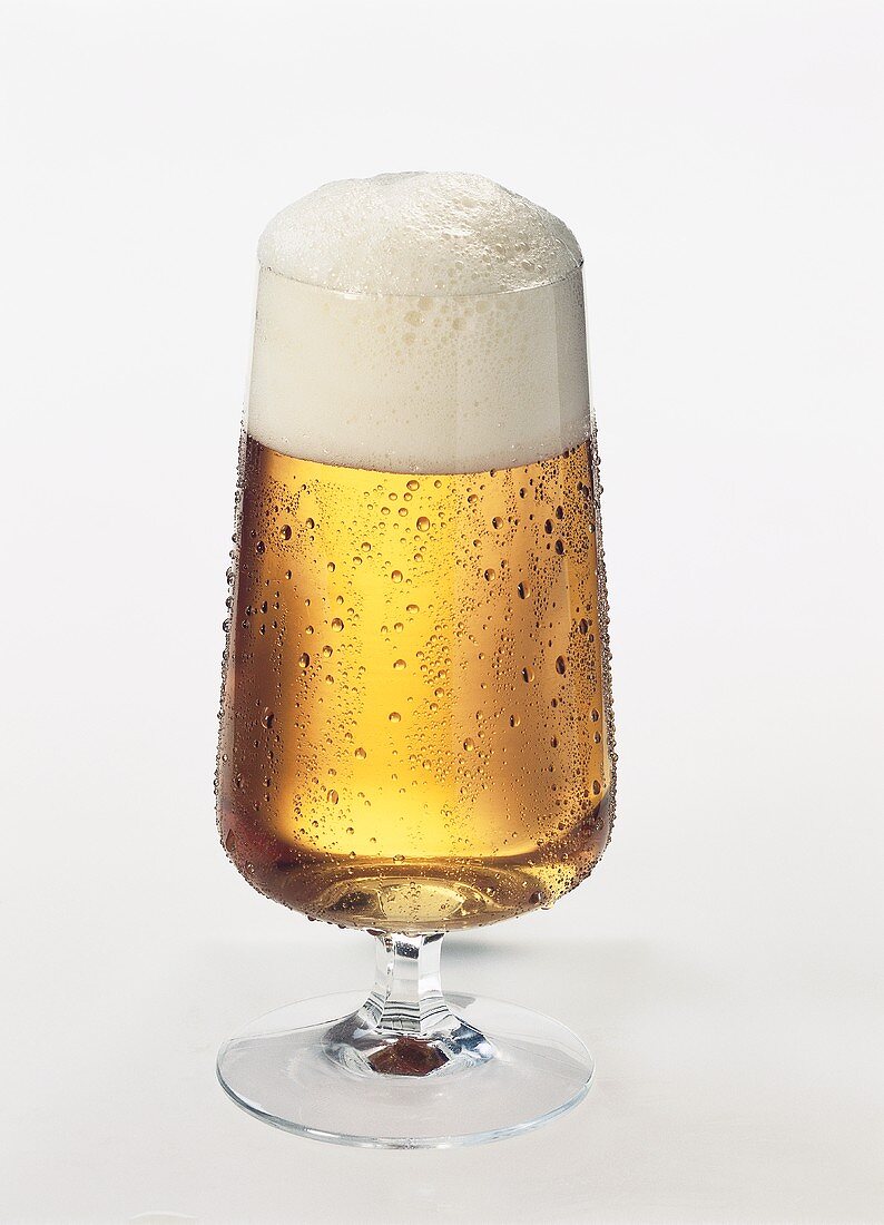 A glass of Helles (lager beer)
