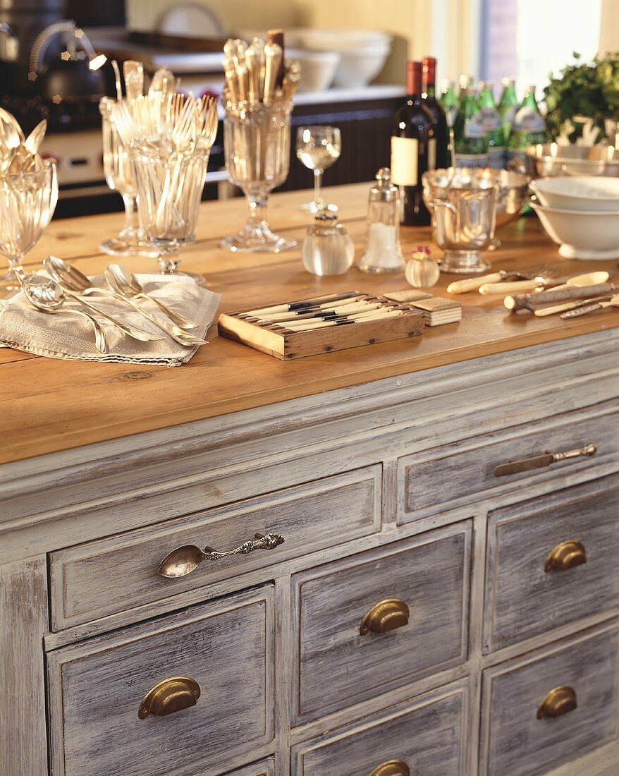 Sideboard with silver cutlery