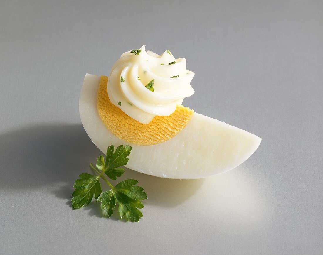 Boiled egg with mayonnaise