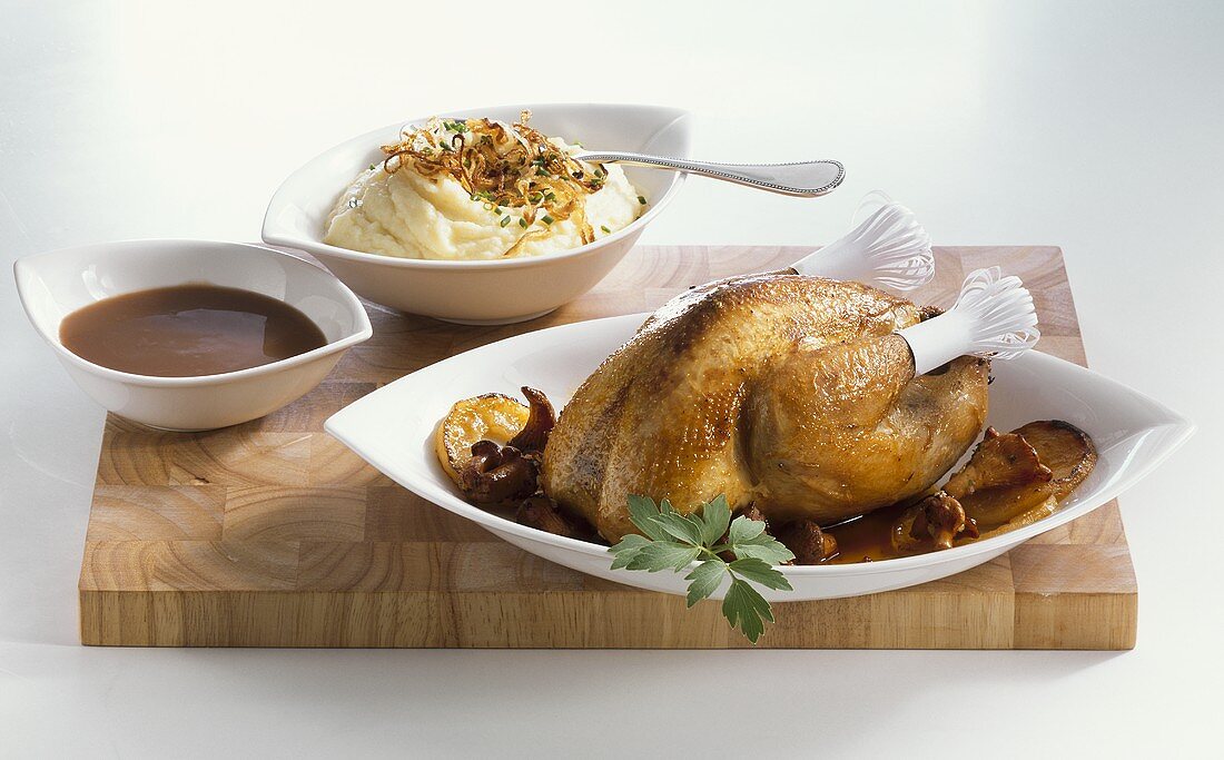 Roast pheasant with mashed potato