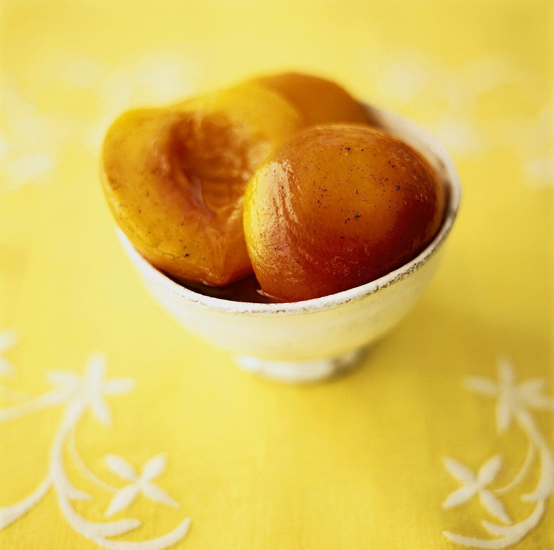 Small bowl of peach compote