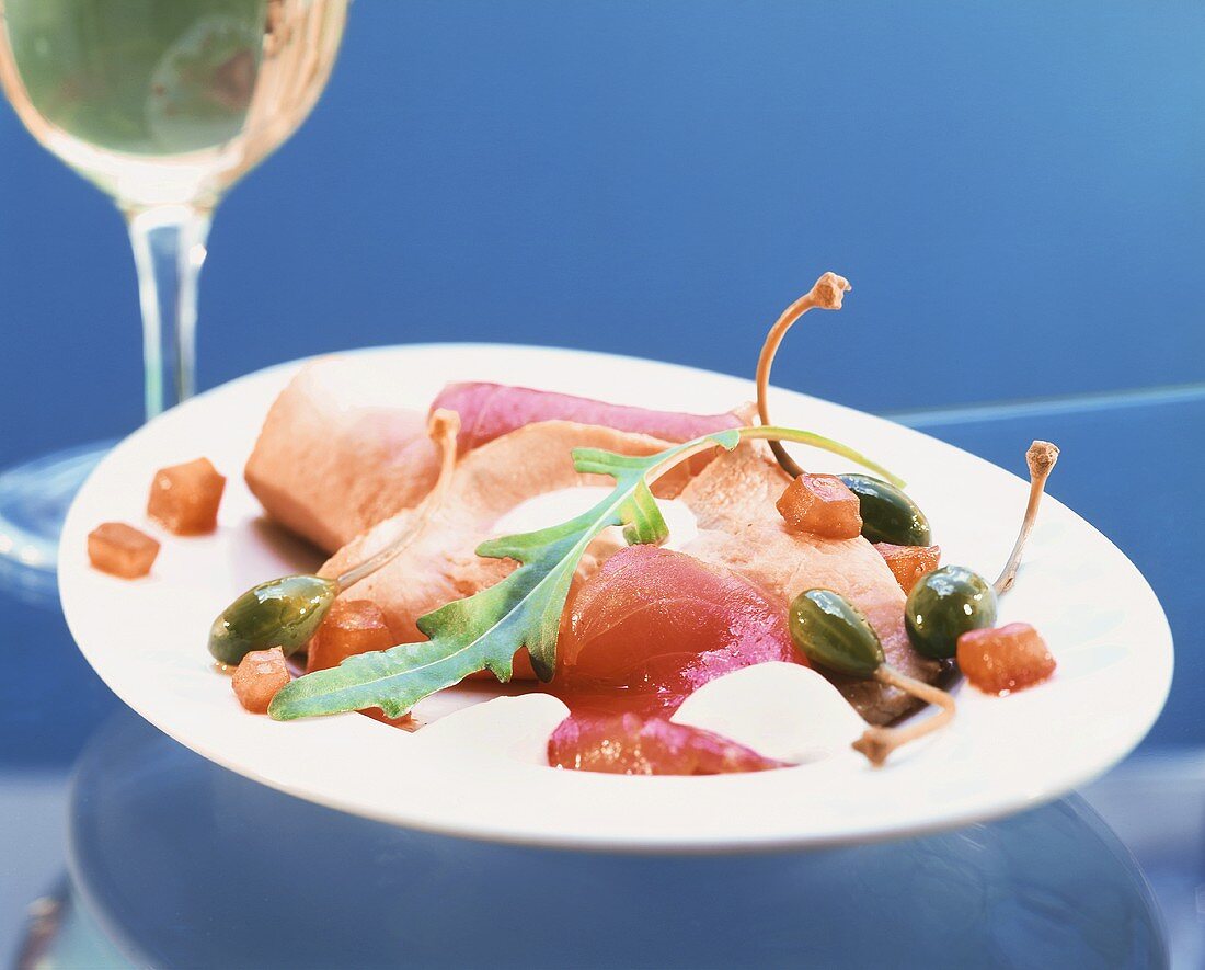 Vitello tonnato with marinated tuna