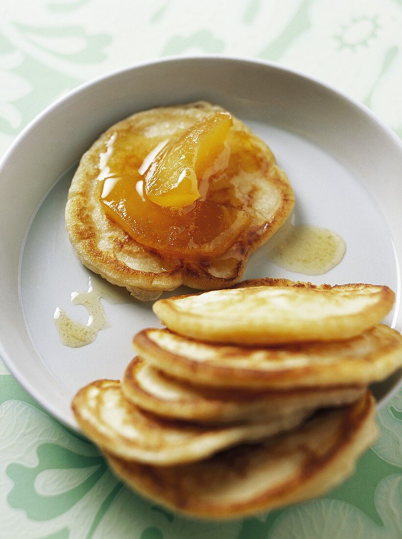 Pancakes with apple compote