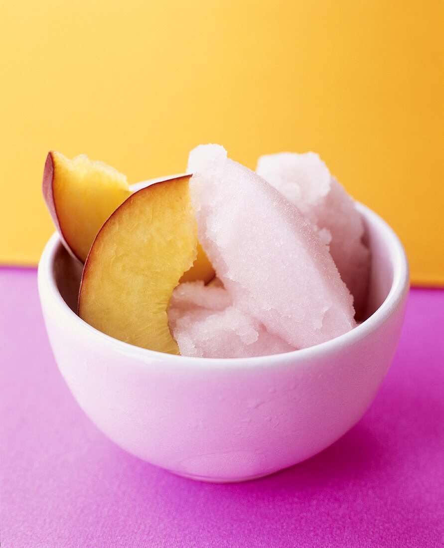 Champagne sorbet with peach
