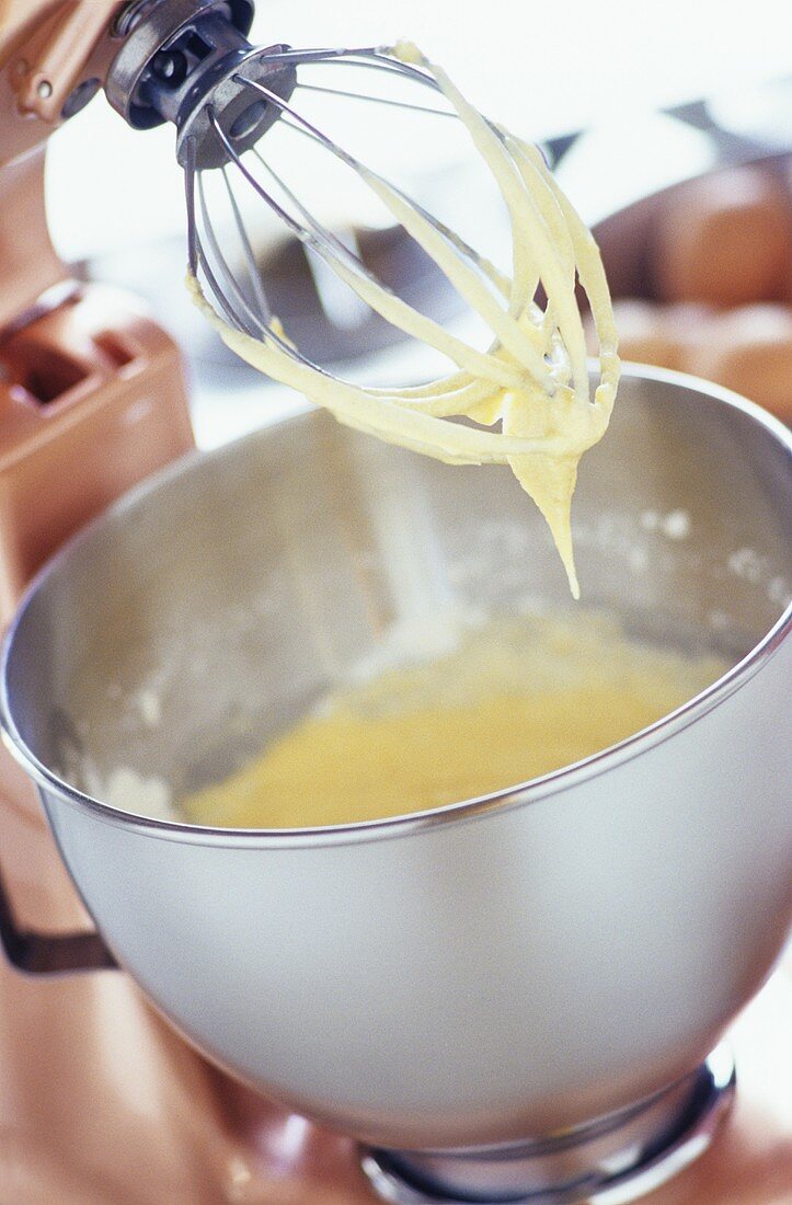 Making sponge mixture with mixer