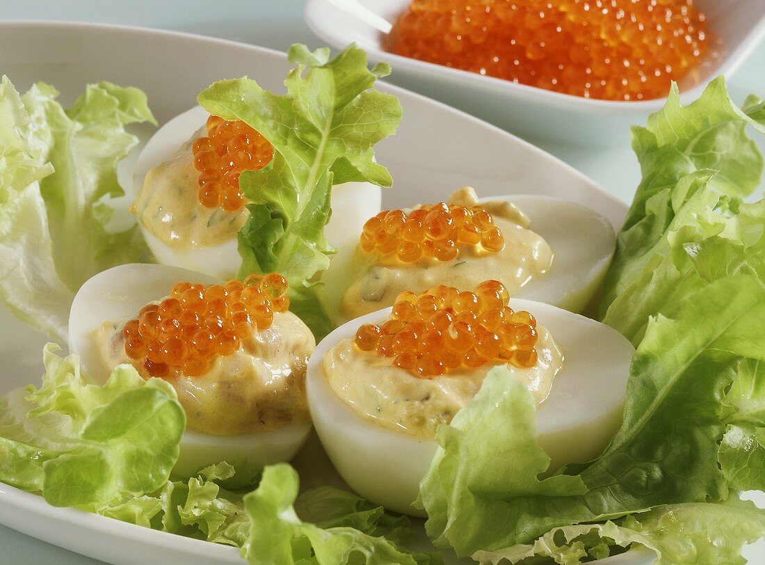 Eggs stuffed with caviare