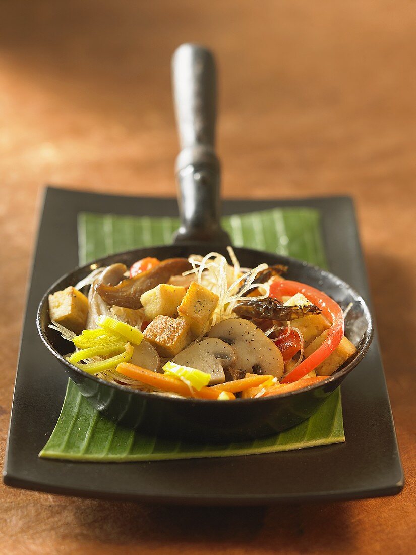 Korean glass noodle stir-fry with tofu and vegetables