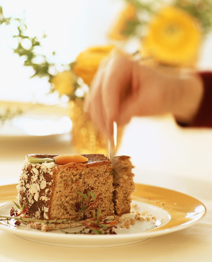 A piece of carrot cake (Switzerland)