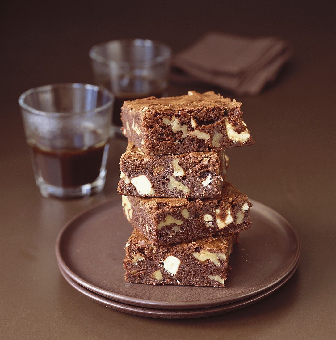 Brownies with white chocolate chips and espresso