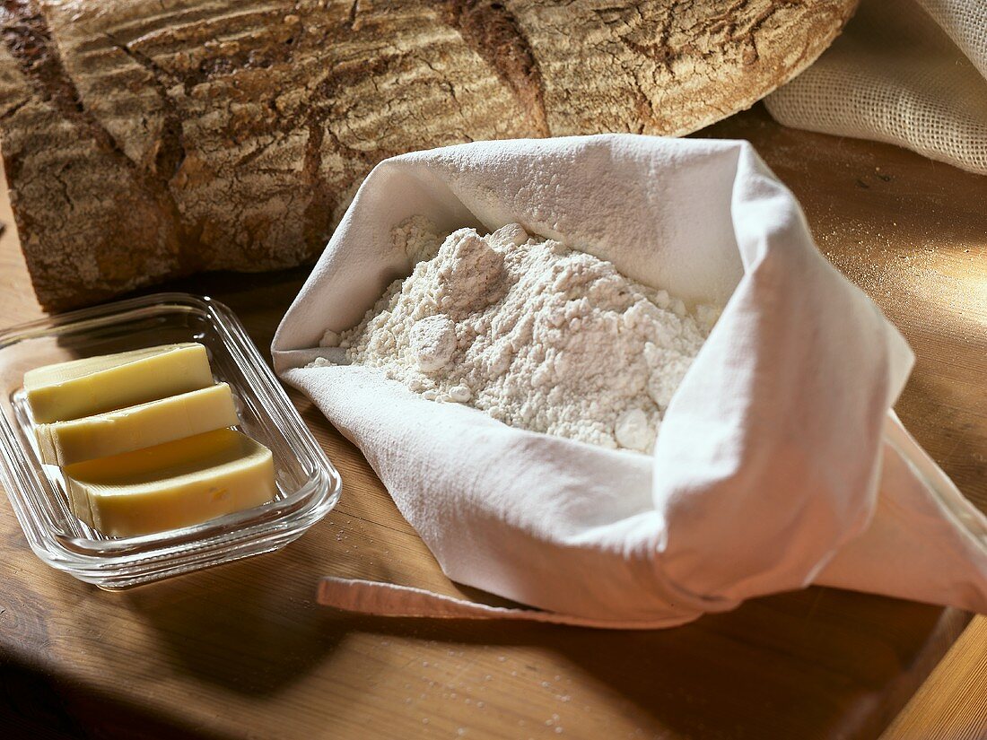 Flour and yeast for baking bread