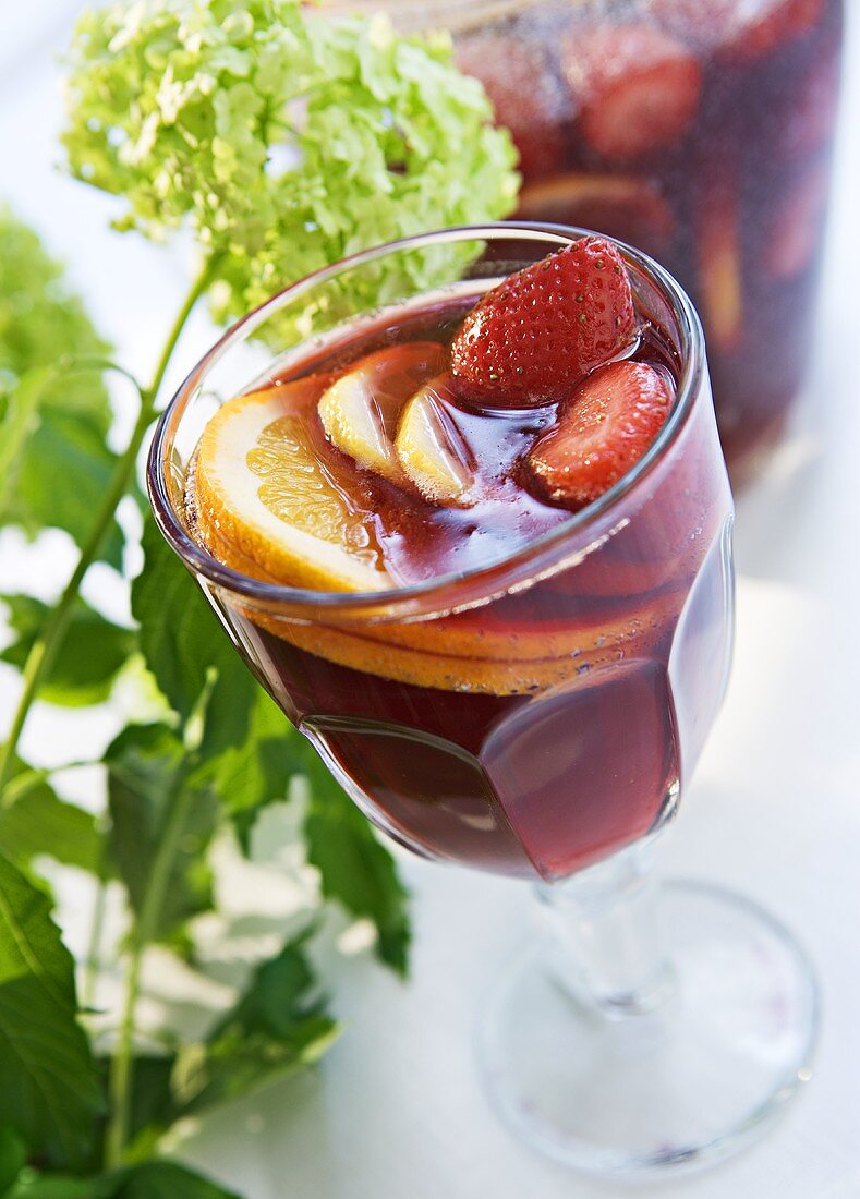 Sangria with strawberries