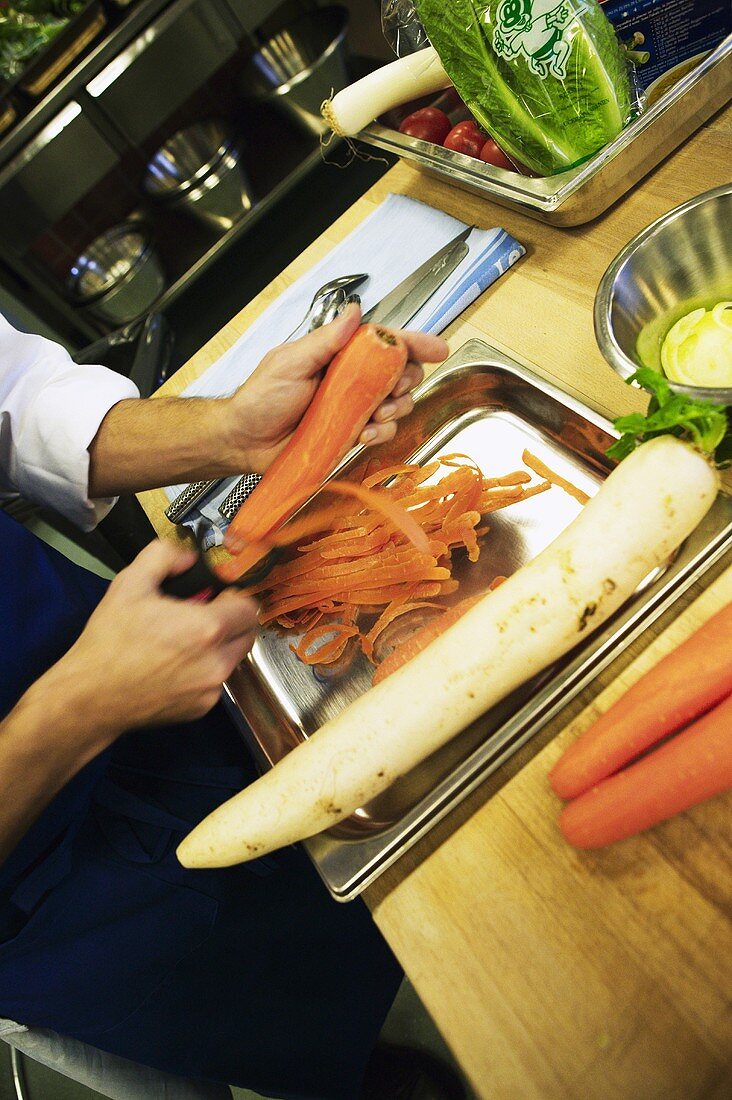 Peeling carrots