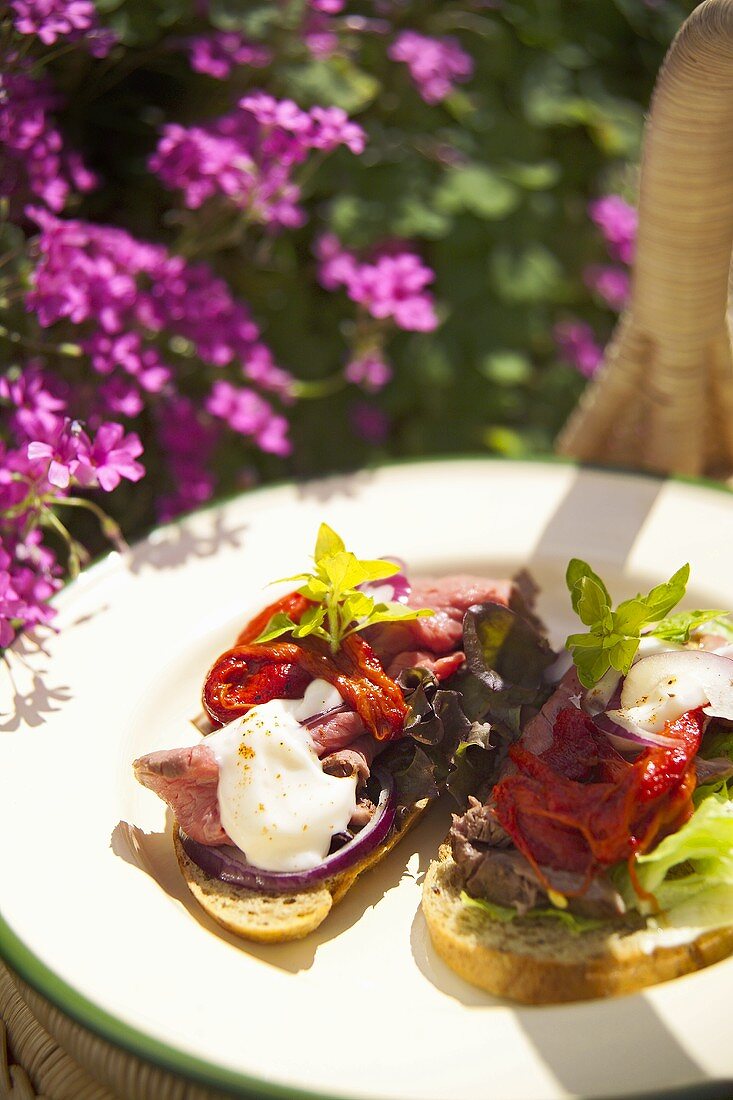 Open sandwiches with spicy fillings