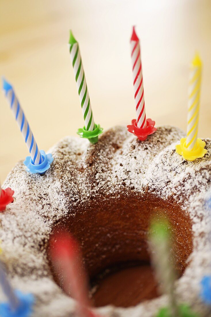 Birthday cake with coloured candles