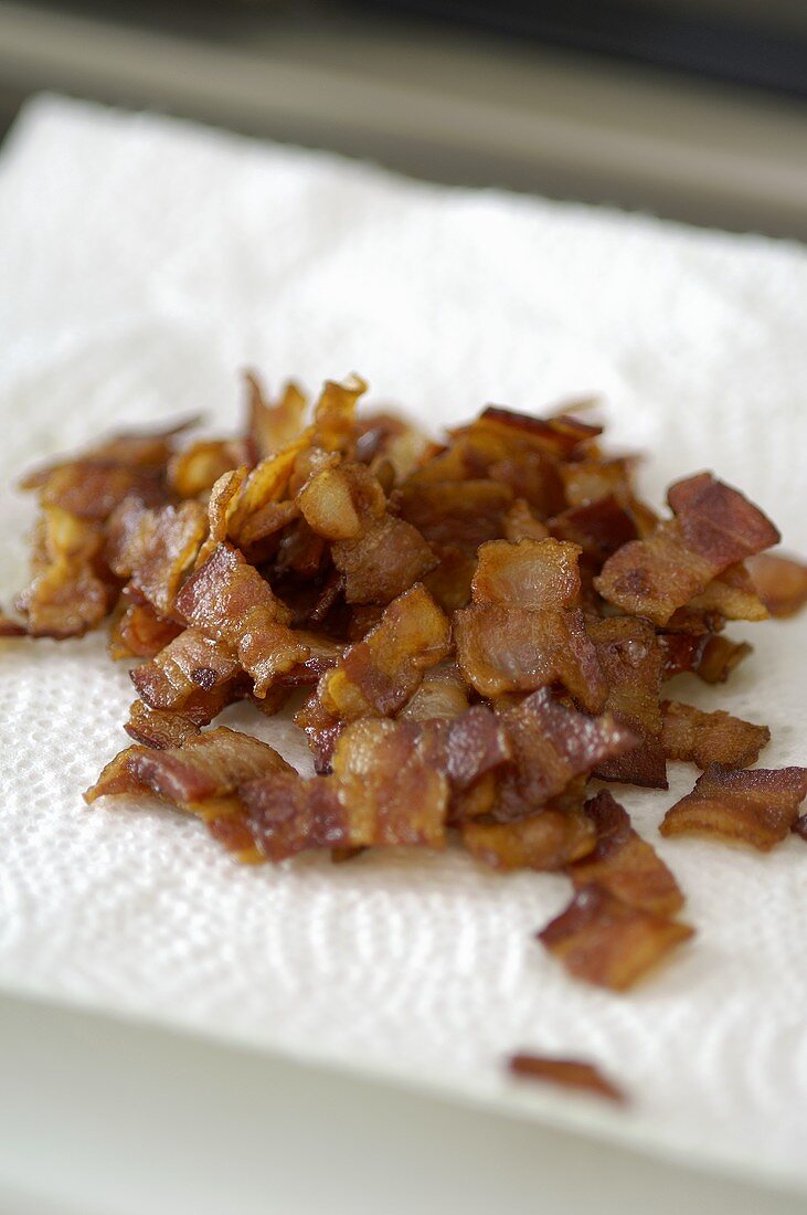 Fried bacon pieces
