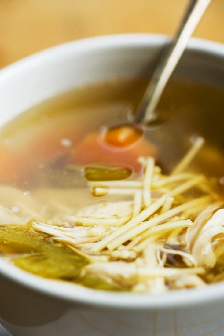 Chicken noodle soup with vegetables