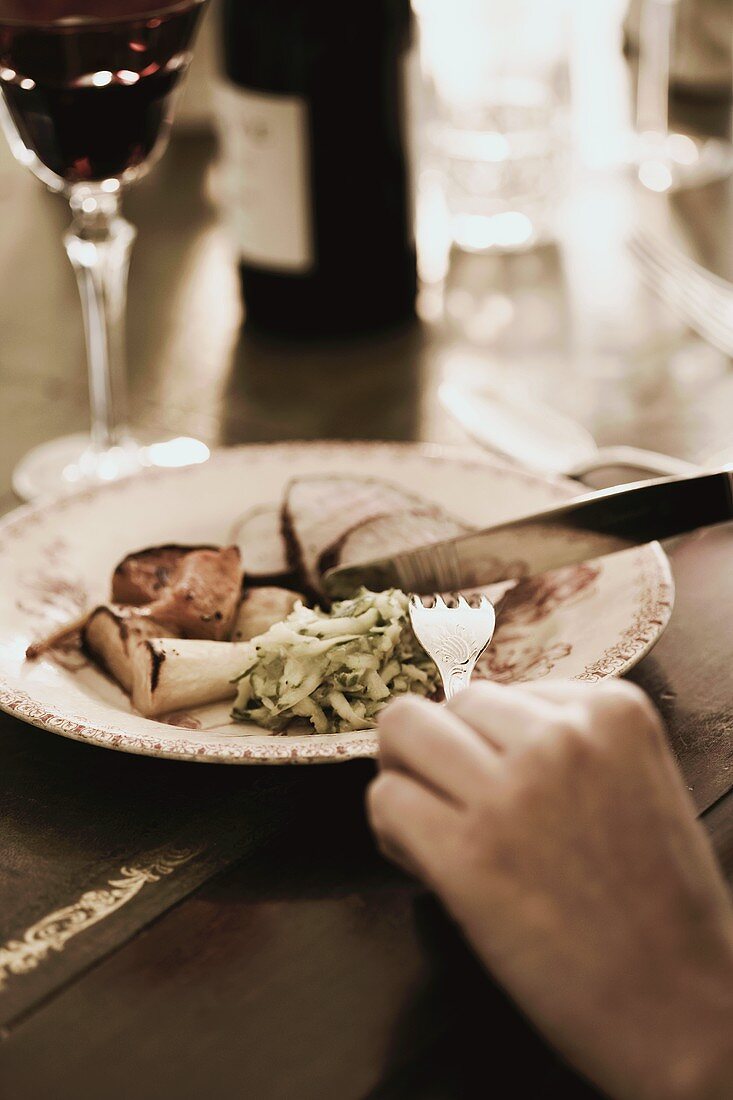 Roastbeef mit gebratenem Gemüse