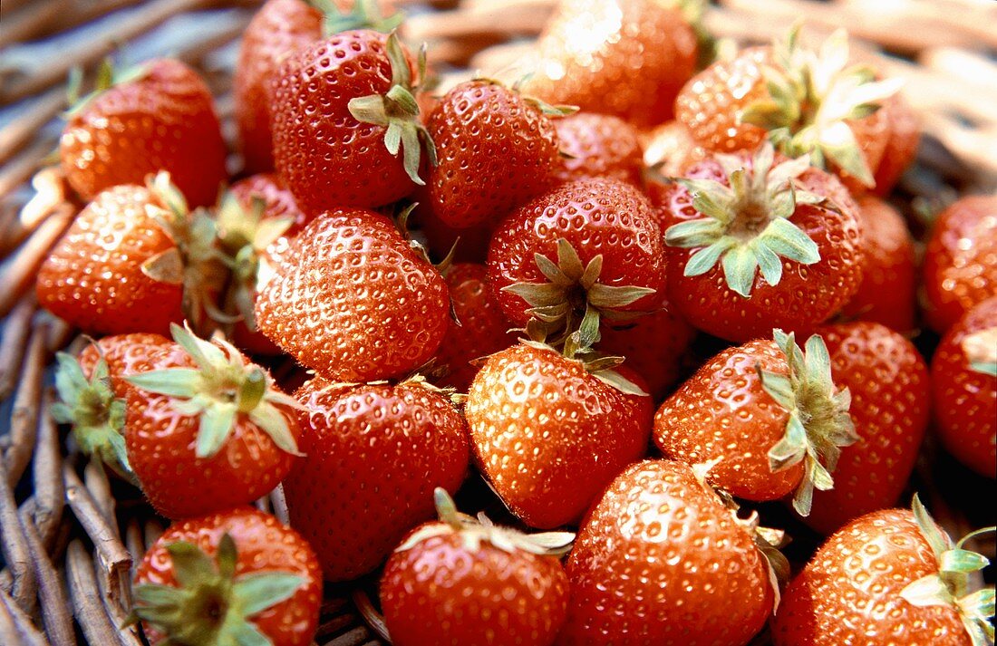 Fresh strawberries in a basket