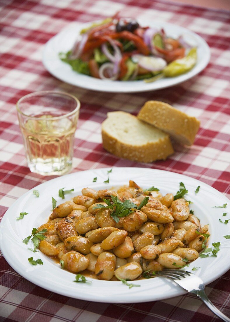 White beans and Greek salad