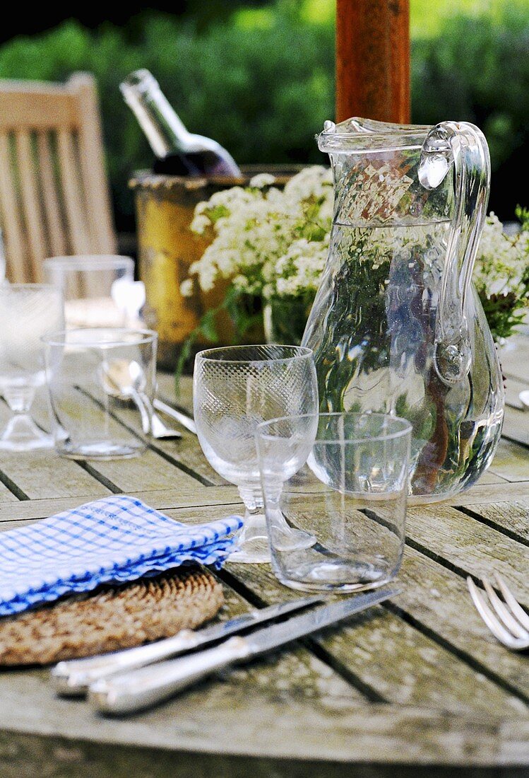 Laid table in a garden