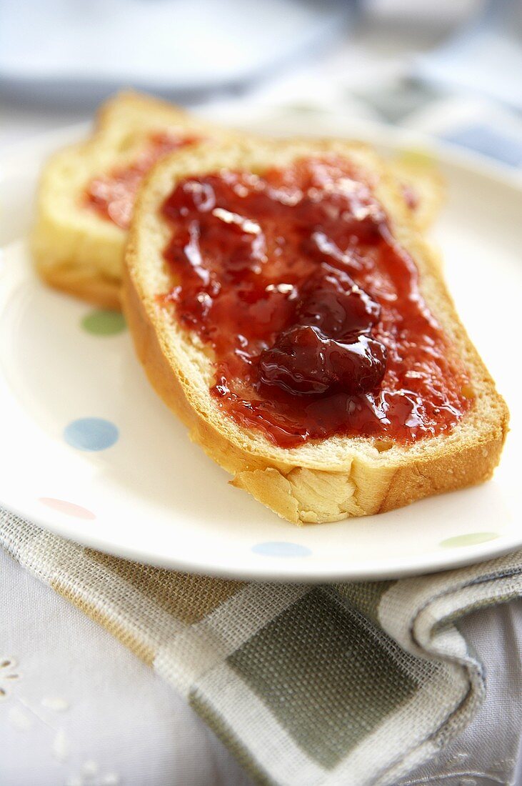 Two slices of bread and jam