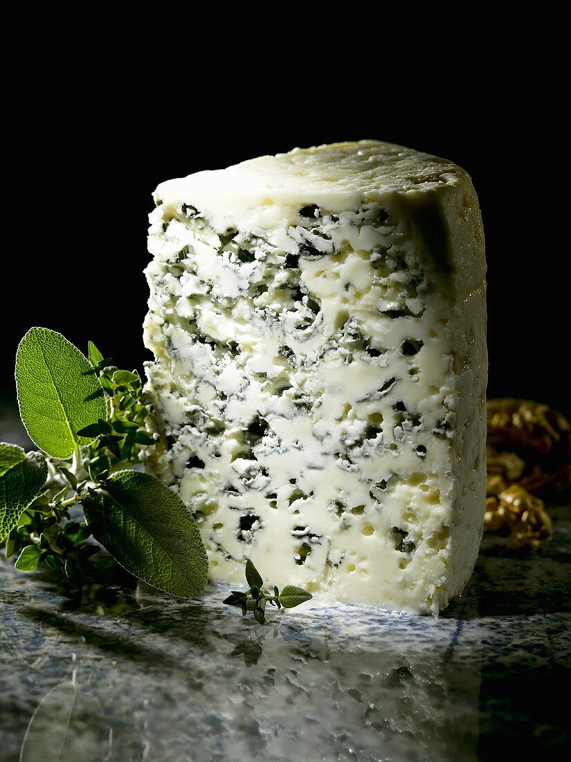 A piece of Roquefort and herbs