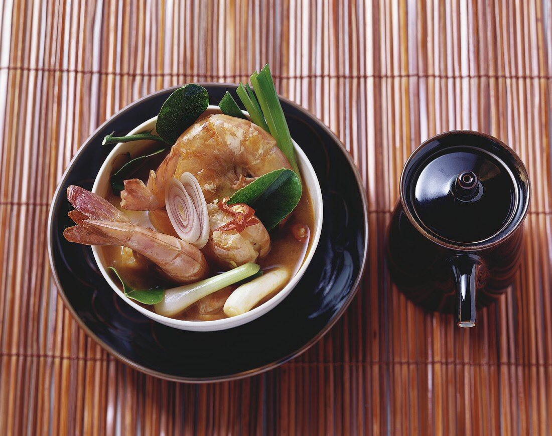 Prawn soup with kaffir lime leaves (Thailand)