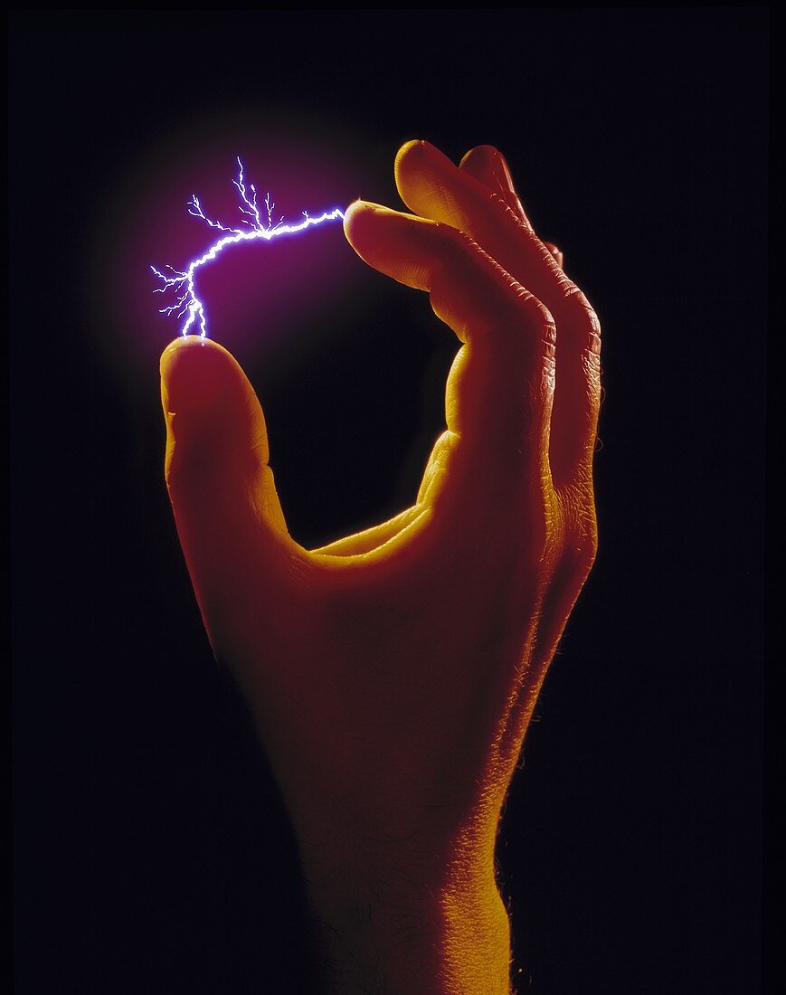 Lightning between two fingers