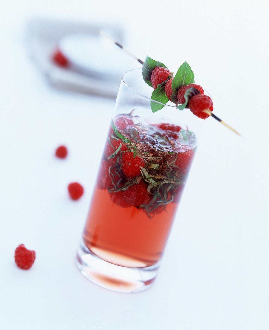 Raspberry and mint cocktail