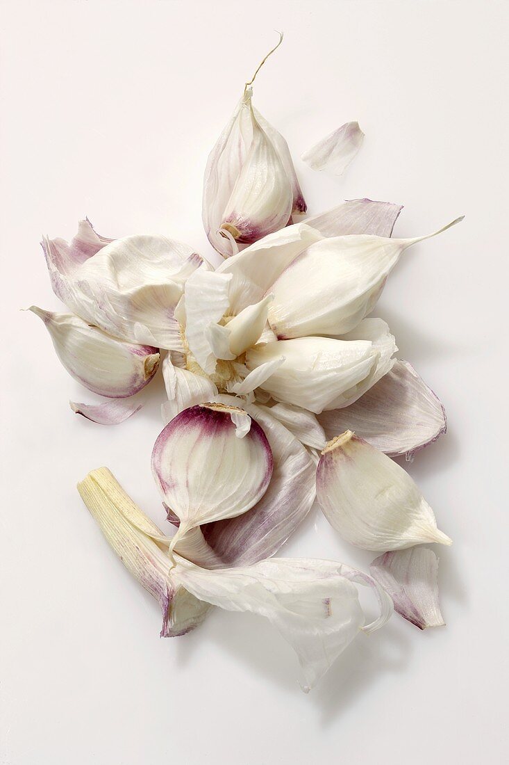 Garlic bulb divided into individual cloves
