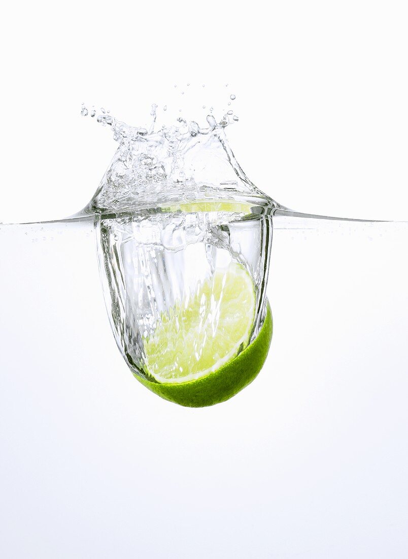 Lime falling into water