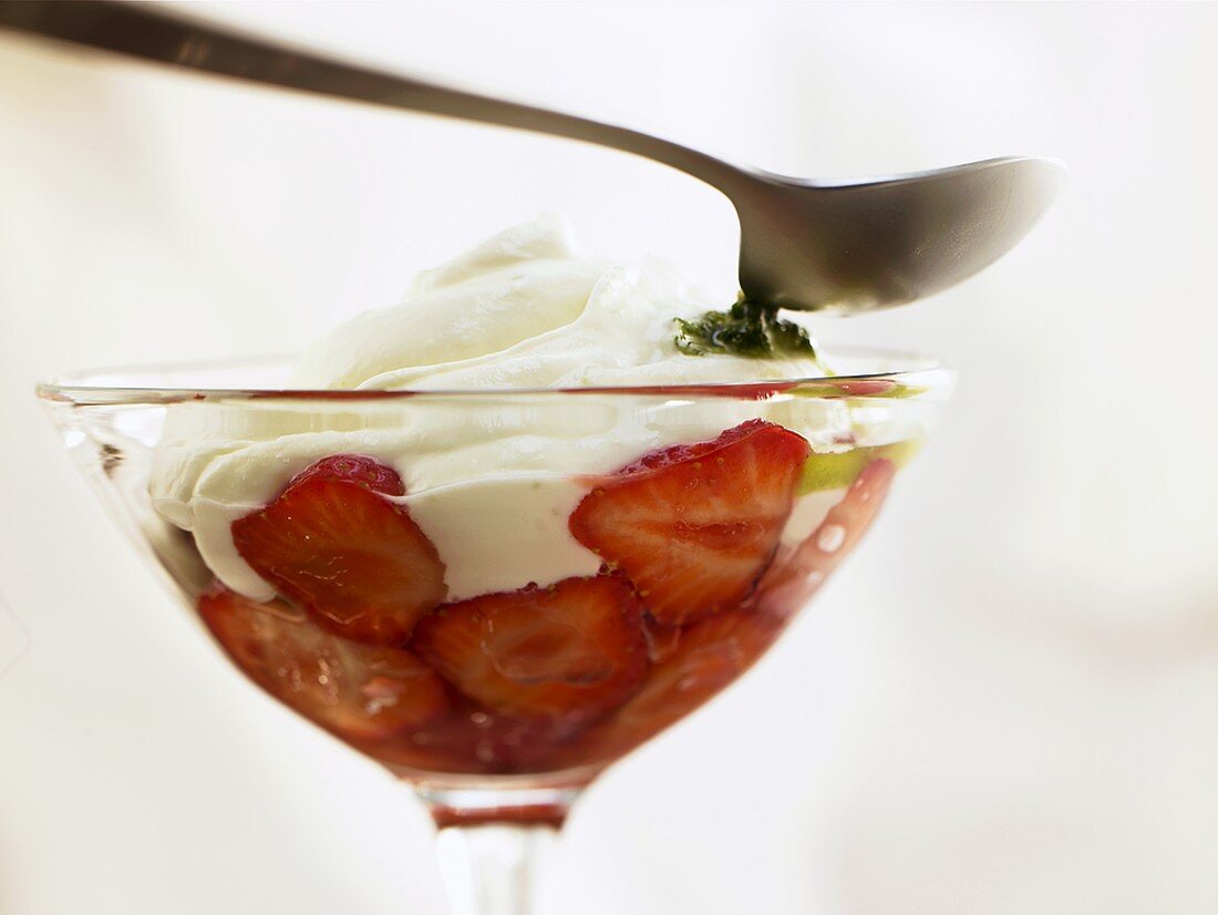 Strawberry dessert with cream