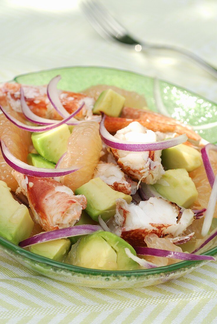 Lobster, avocado and red onion salad