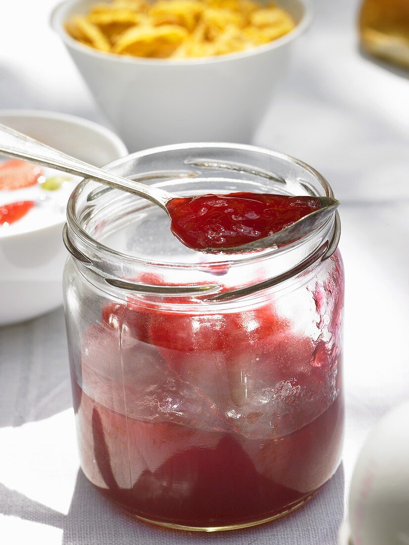 Jam in a jar for breakfast