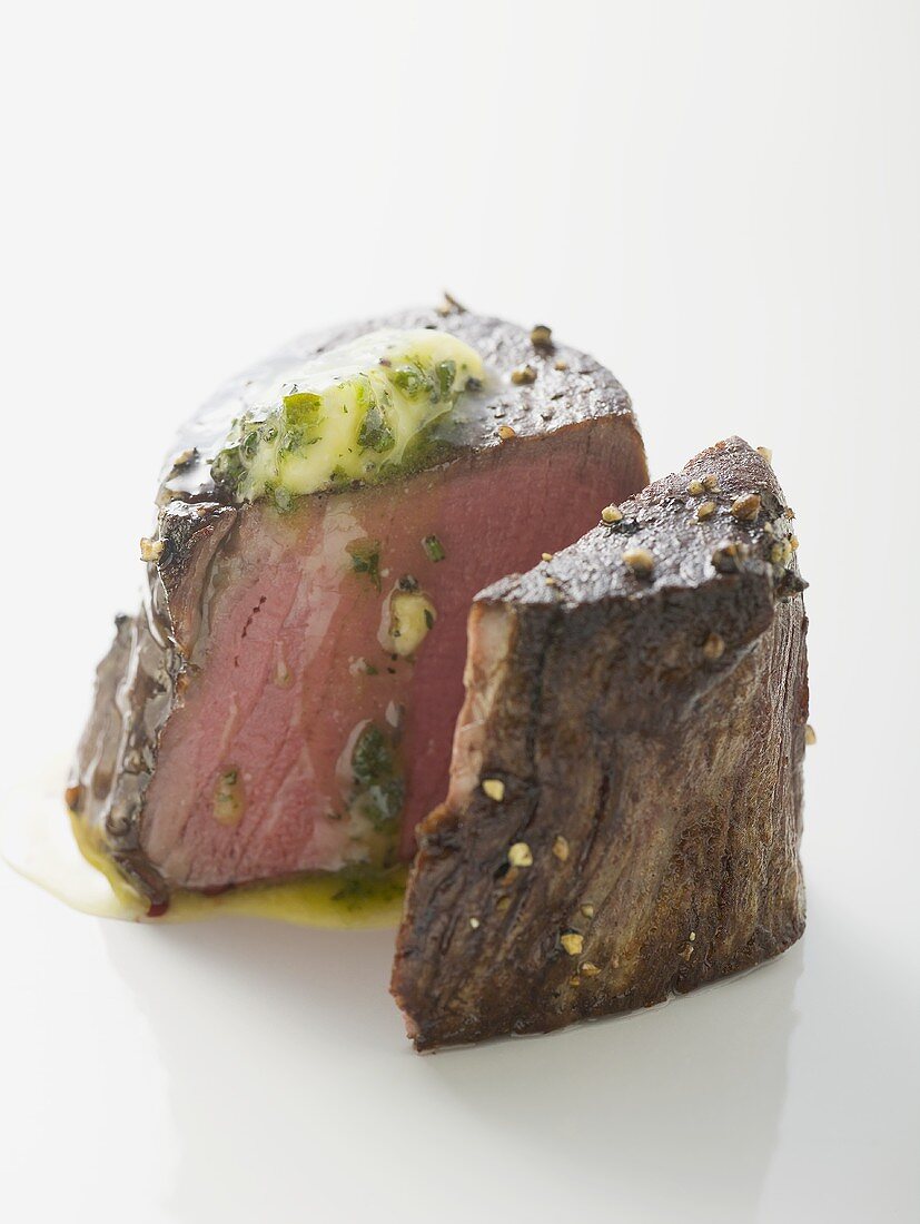 Beef fillet steak with herb butter