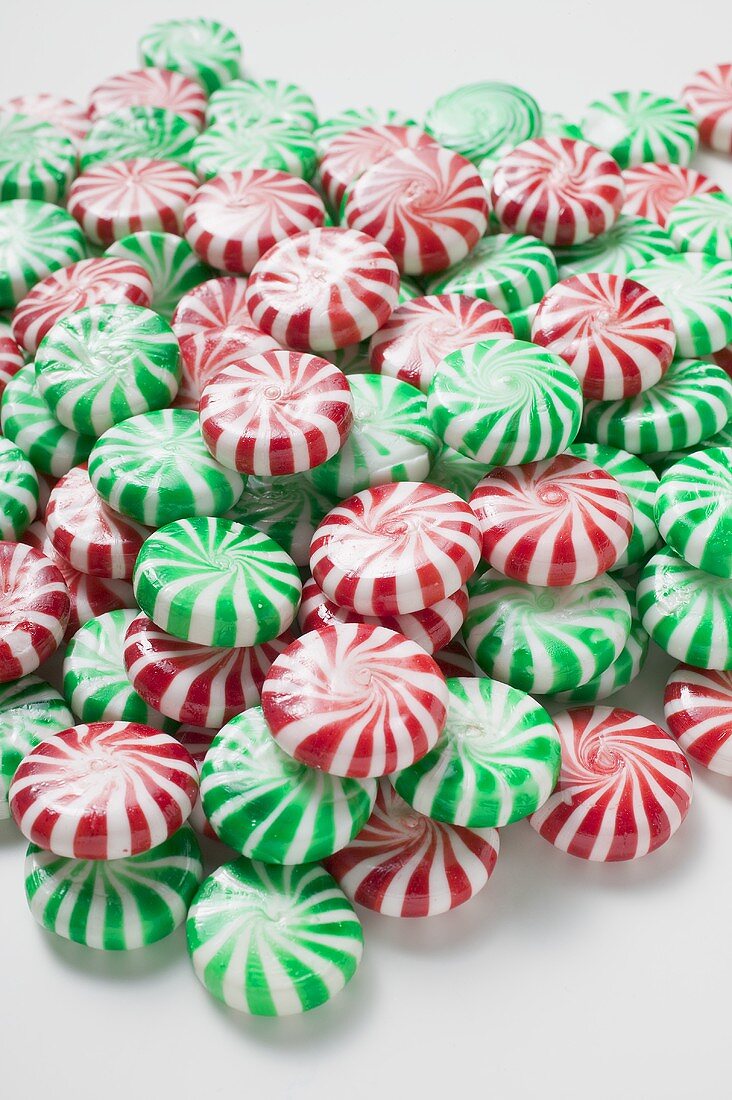 Red & white and green & white striped peppermints