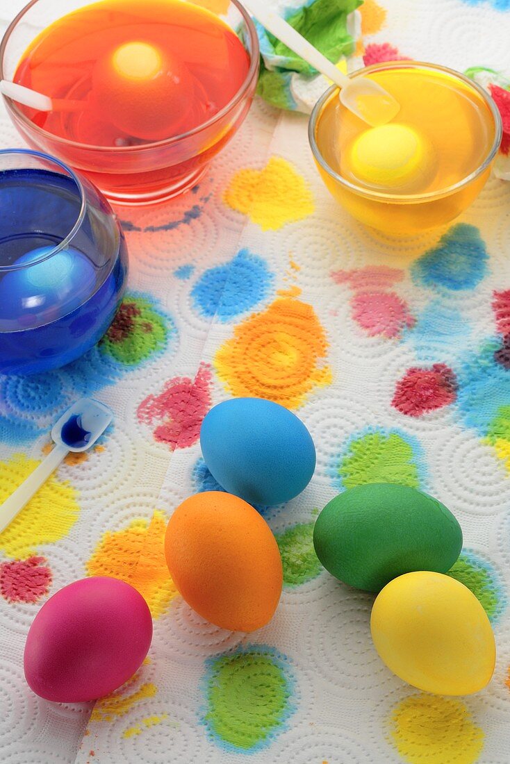 Dyeing Easter eggs