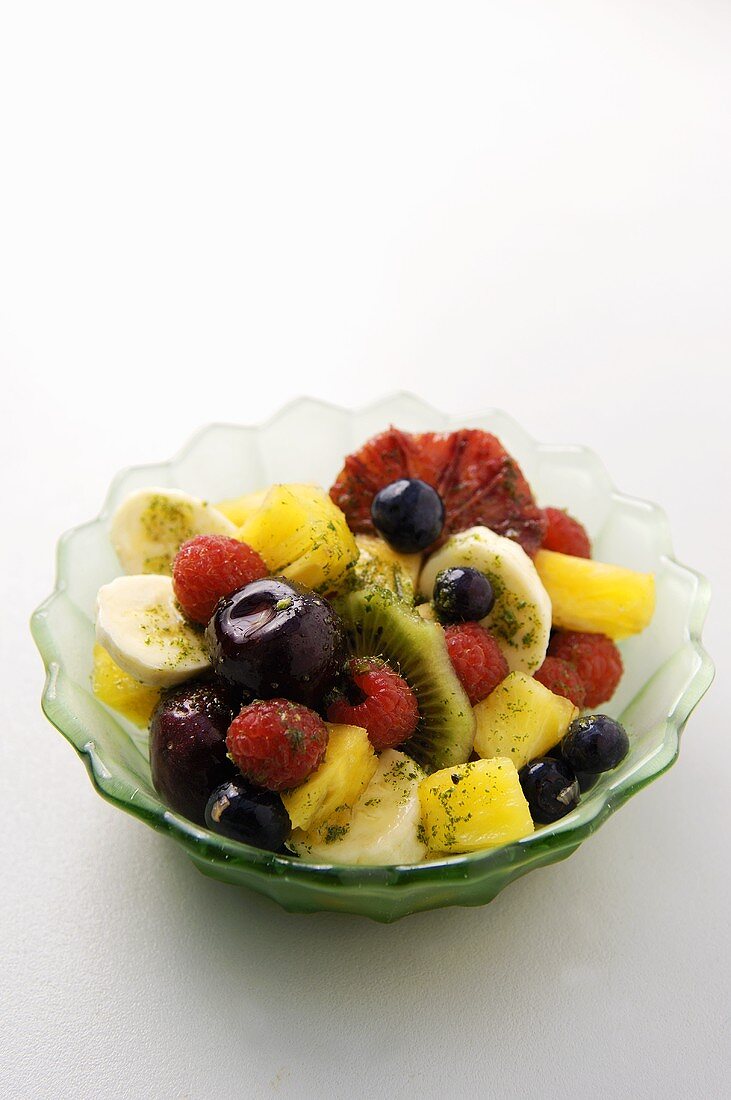 Fruit salad with honey and mint