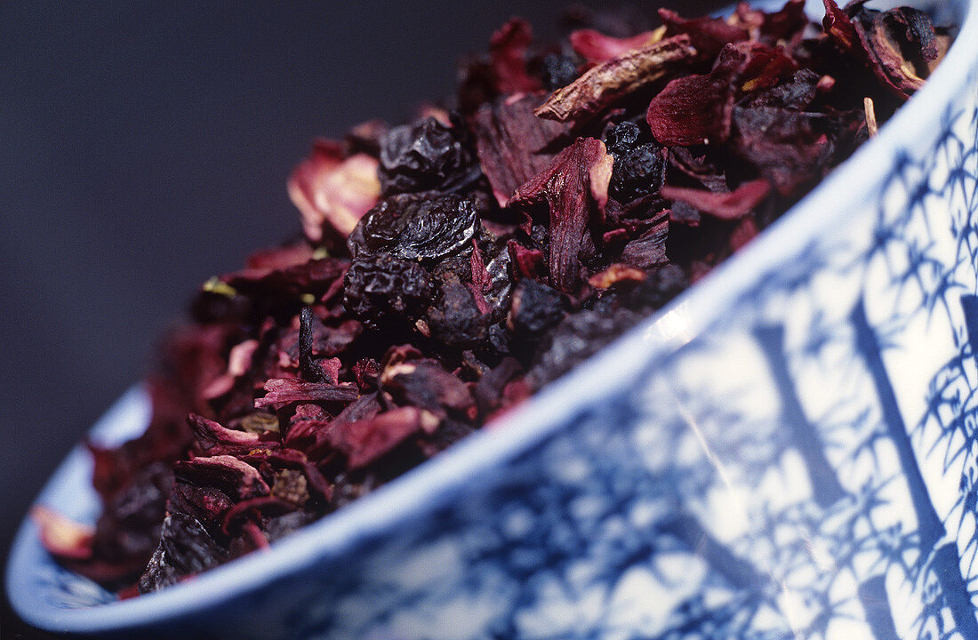 Fruit tea mixture in a bowl