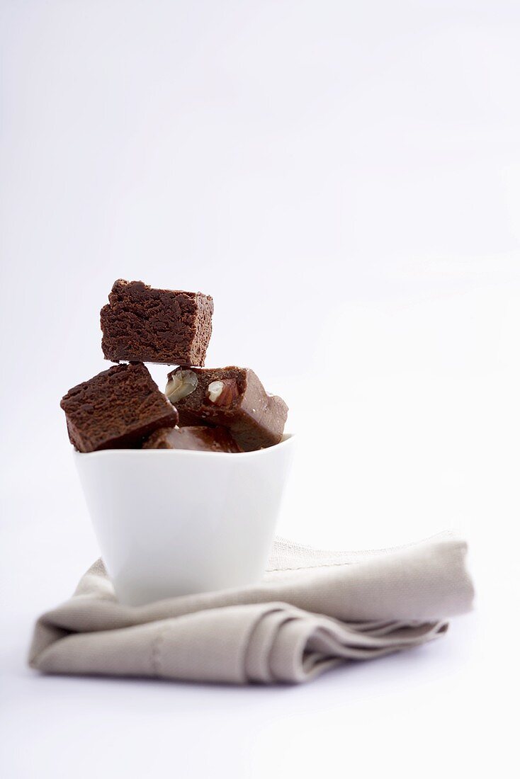 Chocolate fudge in a small bowl