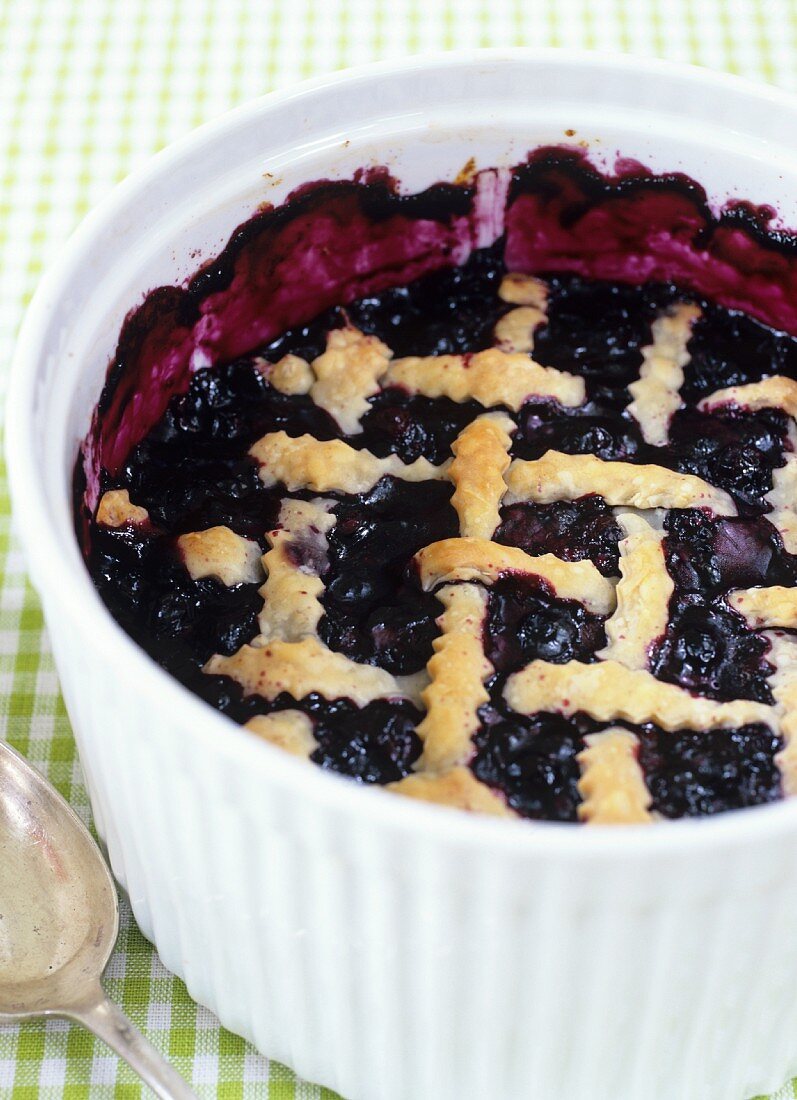 Blueberry pie with pastry lattice (USA)