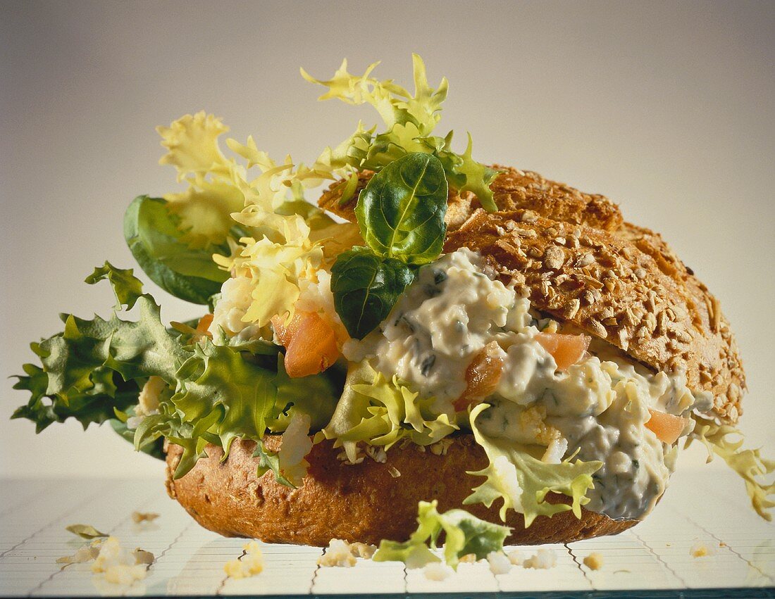 Herb Eggs in a Bread Roll & Lettuce