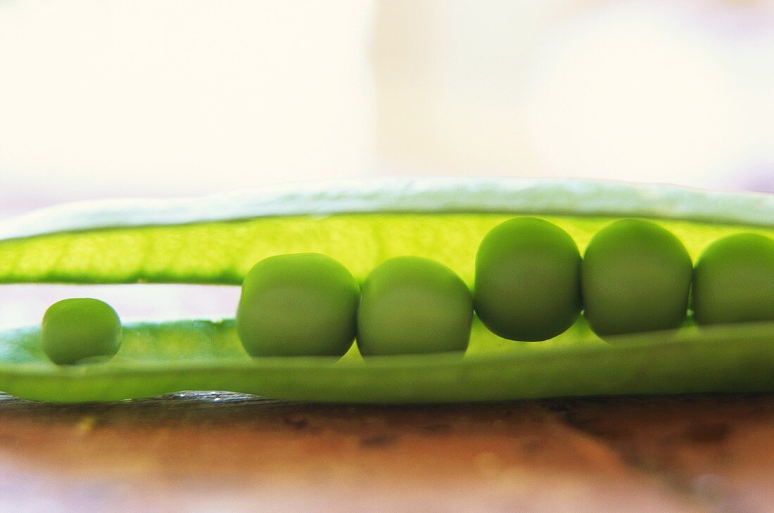 An opened pea pod