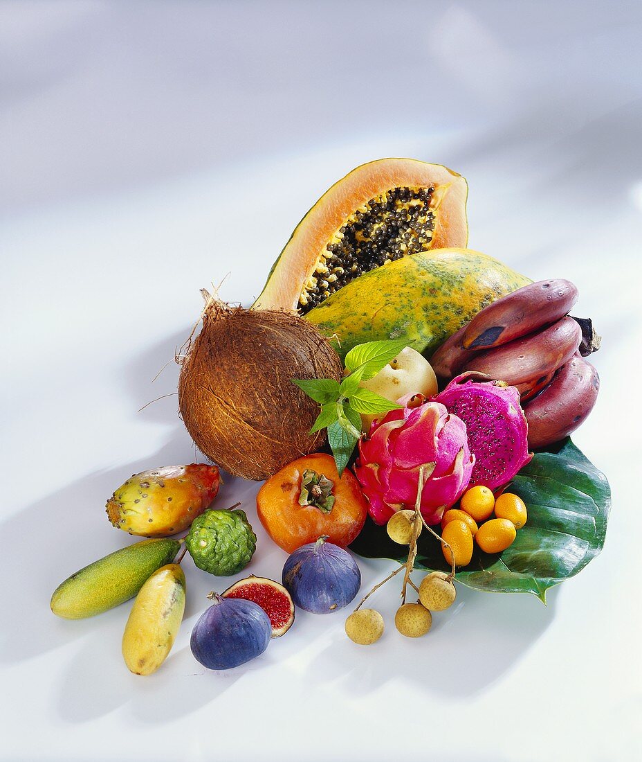 A still life with exotic fruit