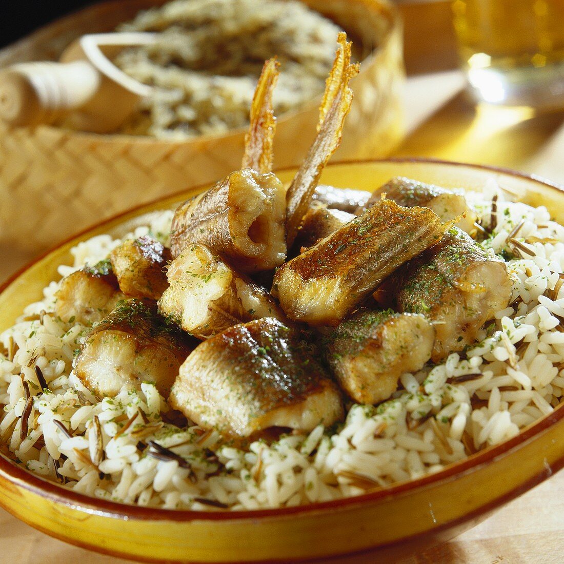 Fried eel on a bed of rice