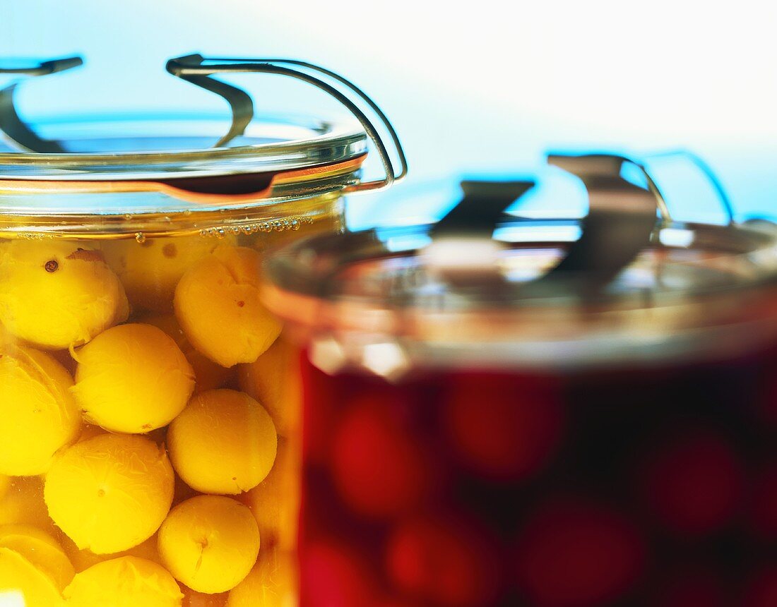 Bottled cherries and mirabelles